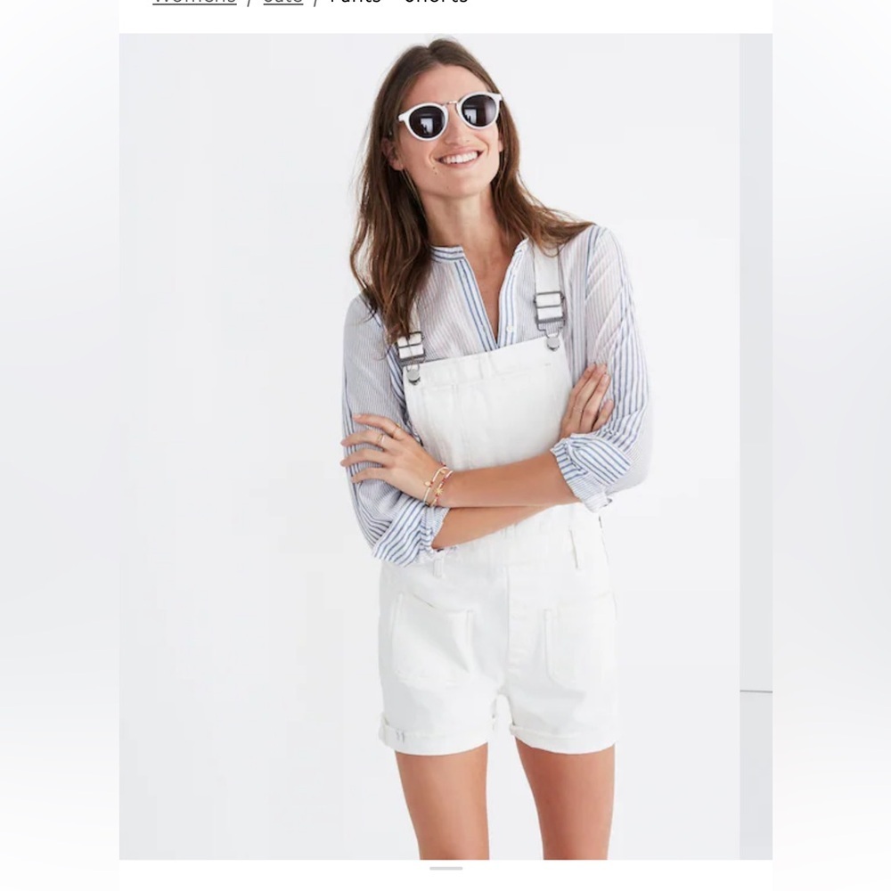 Madewell | Adirondack Short Overalls in Tile White